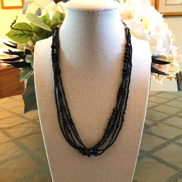 Five Strand Beaded Necklace (Black) - Picture 1 of 5